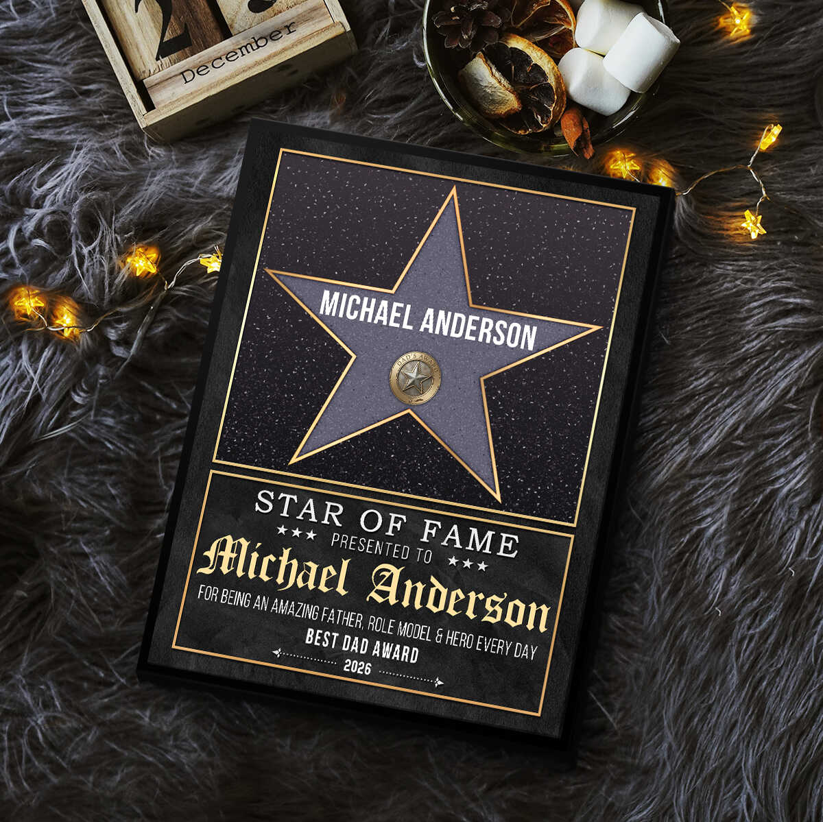 Personalized Dad Star Award Canvas Poster, Custom Father’s Day Gift,Best Dad Ever Keepsake