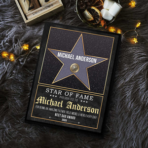 Personalized Dad Star Award Canvas Poster, Custom Father’s Day Gift,Best Dad Ever Keepsake