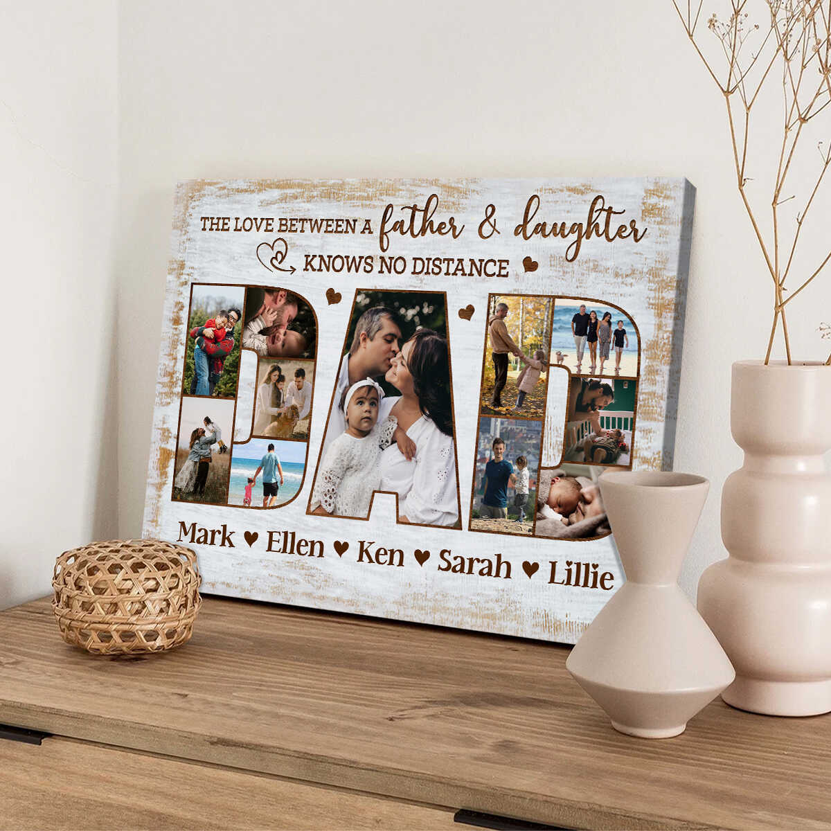 DAD Photo Collage Gift, Personalized Dad Canvas Print, Father’s Day Gift for Husband