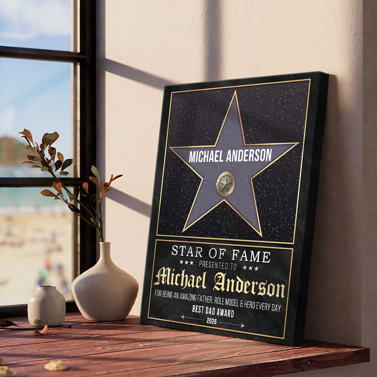 Personalized Dad Star Award Canvas Poster, Custom Father’s Day Gift,Best Dad Ever Keepsake