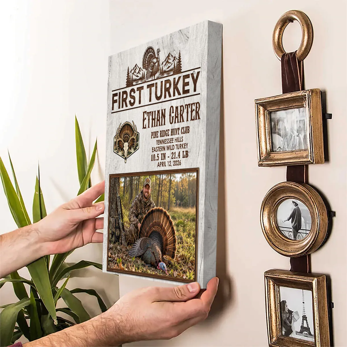 Personalized First Turkey Canvas, Custom Turkey Hunting Photo Gift, First Turkey Hunt Keepsake, Gift For First Time Turkey Hunters