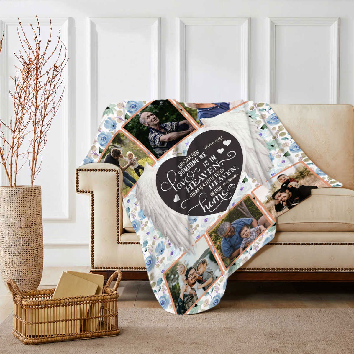 Personalized Memory Photo Collage Blanket Unique Sympathy Gifts, In Loving Memory