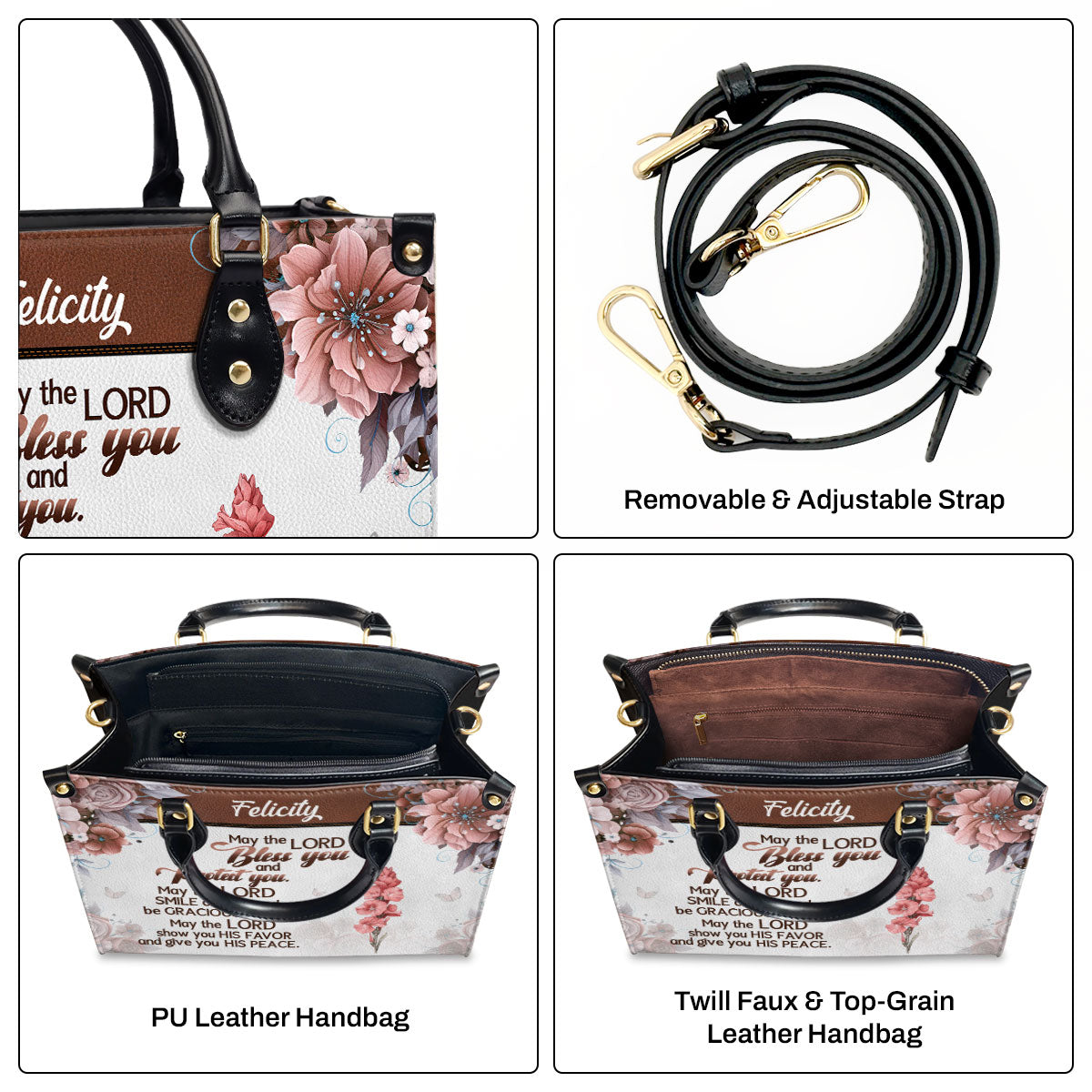 May The Lord Bless You And Protect You-Personalized Leather Handbag