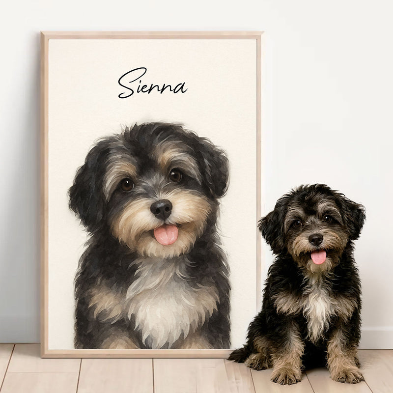 Watercolor Portraits Using Pet Photo Personalized Poster, Gift for Dogs, Cats Lovers