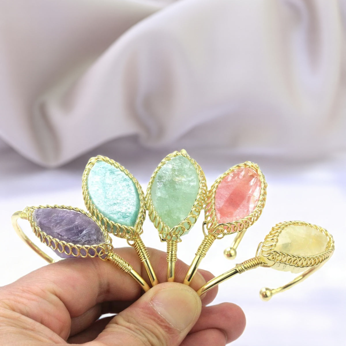 Elegant Amethyst Gold Cuff Bracelet For Her