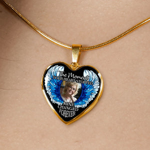 Personalized Memorial Heart Necklace The Moment Your Heart Stopped Wings