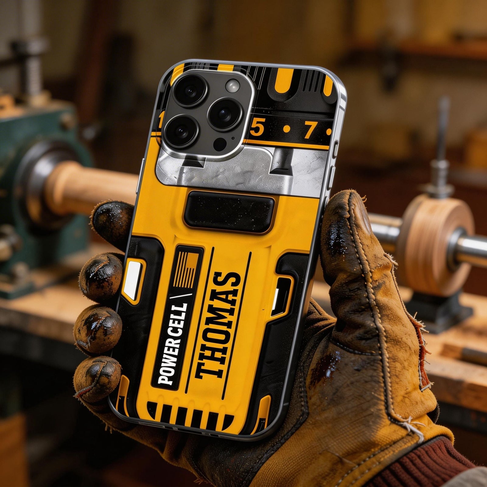 Power Cell Drill Case, Personalized Clear Phone Case, Gift For Dad