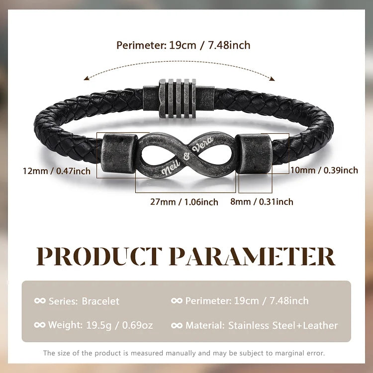 To My Husband-Personalized Couple names Leather Bracelet