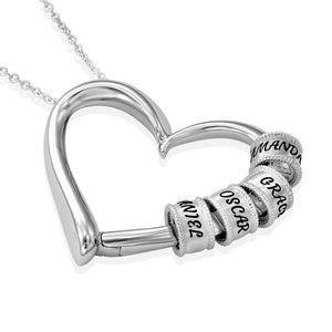 Mother's Day Gift Charming Heart Necklace with Engraved Beads