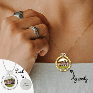 Mother's Day Gift Personalized Family Love Knot Family Name & Photo Necklace